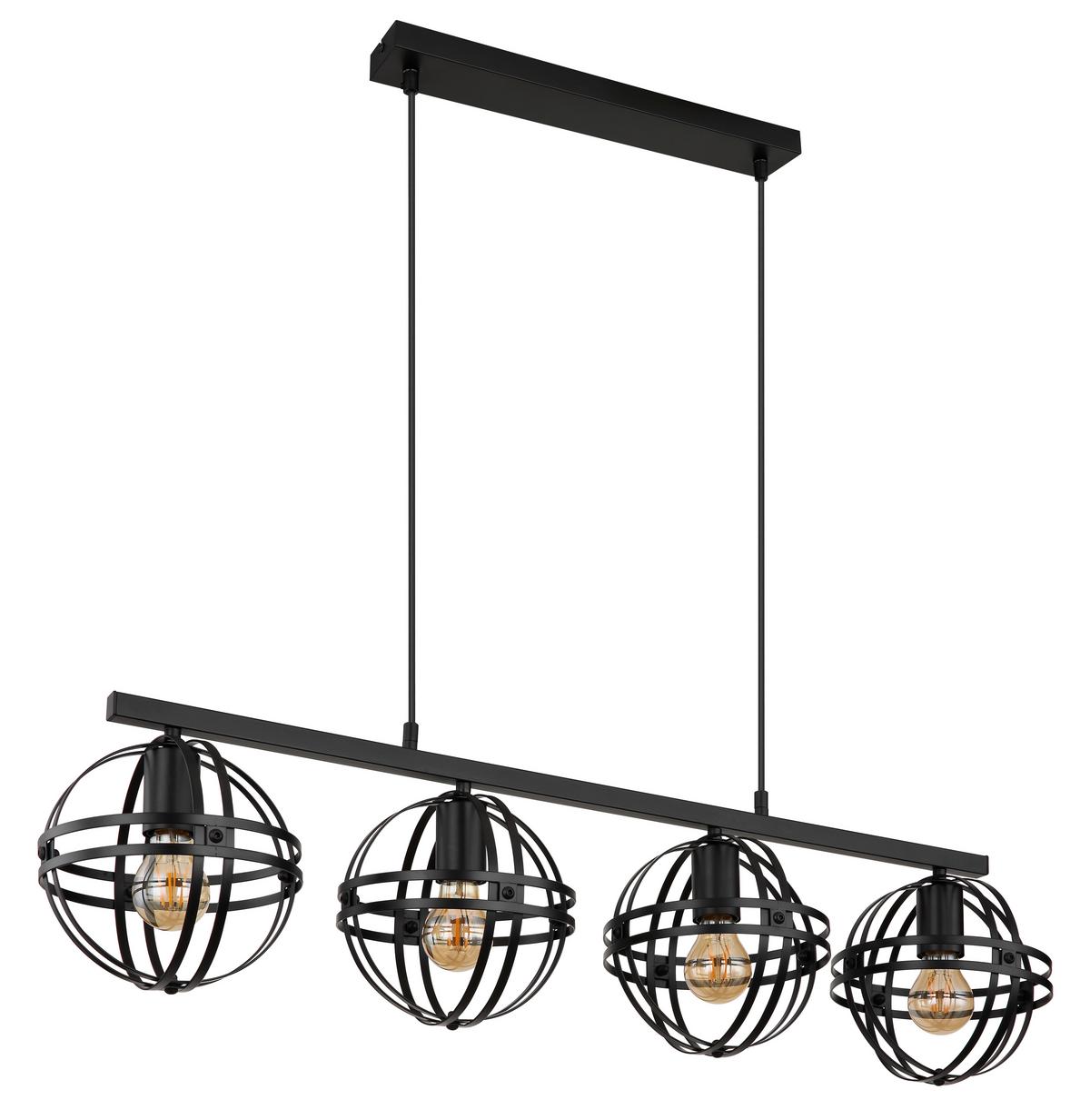 Hängeleuchte 15639-4h1 - Schwarz, Trend, Kunststoff/Metall (95/20/120cm) - Globo