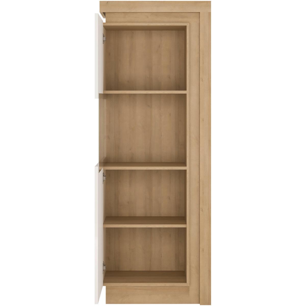 Vitrine Lyon Hell Weiß/Eichefarben B: 59,7 cm - Weiß Hochglanz/Eichefarben, Trend, Glas/Holzwerkstoff (59,7/164,1/42cm)