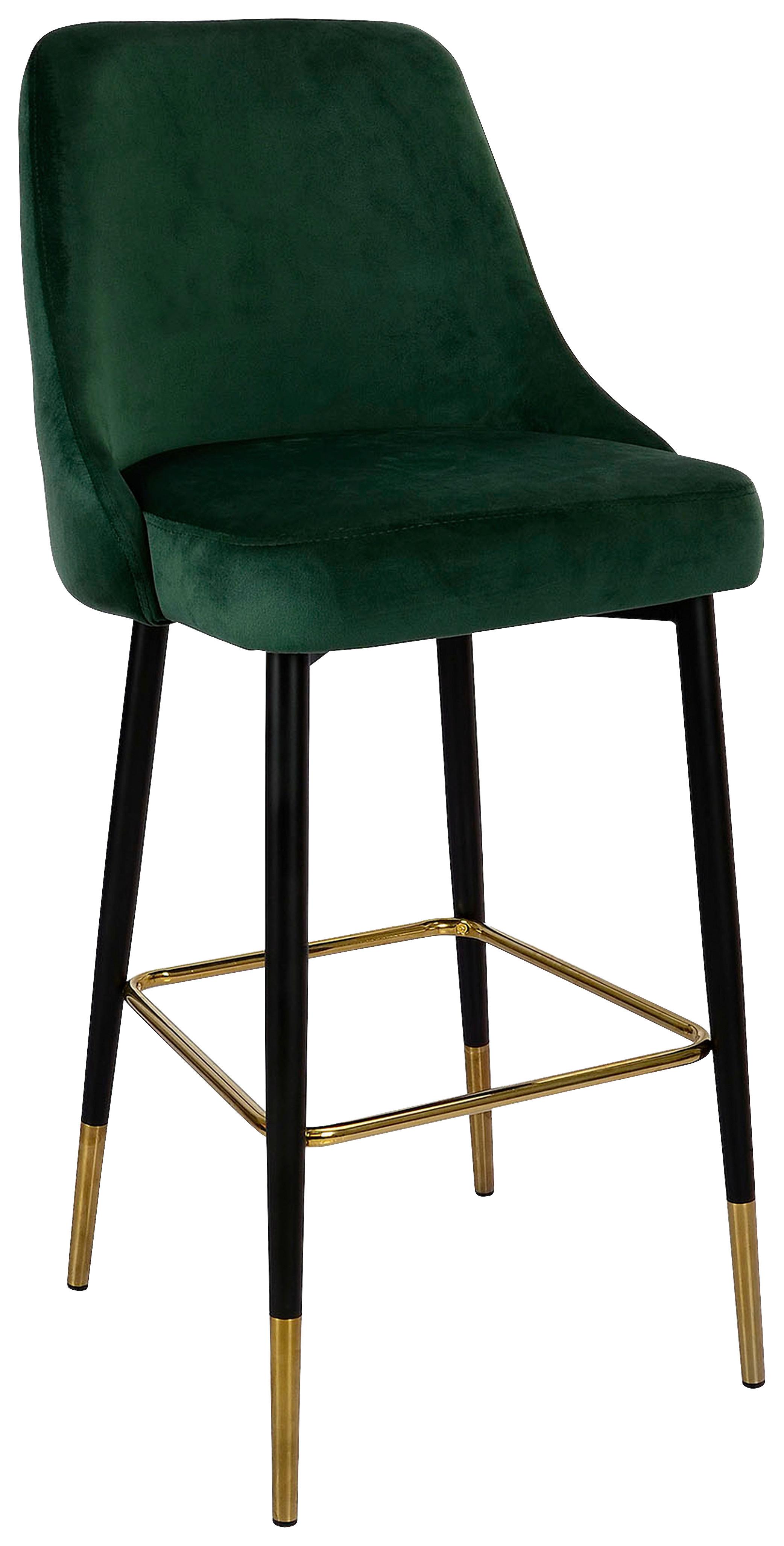 Barhocker Kzpjk-Tau Grün - Goldfarben/Schwarz, Design, Textil/Metall (53/110/57cm) - Kayoom