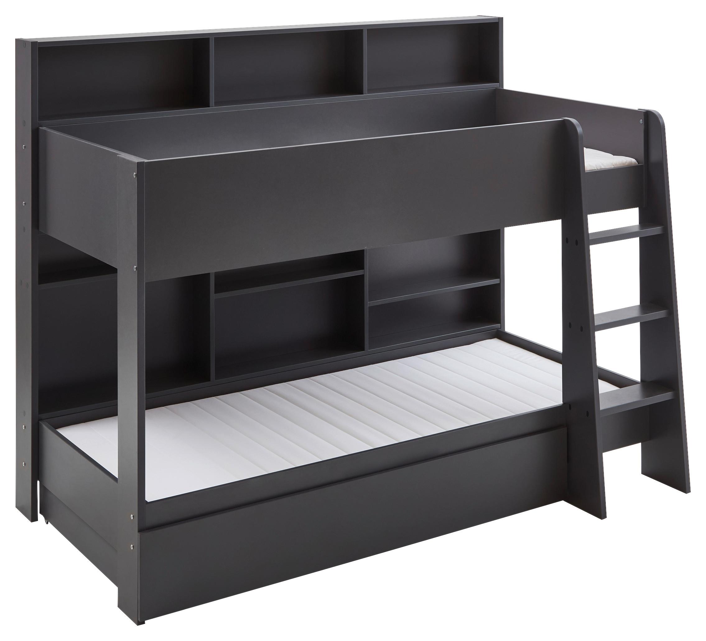 Etagenbett Sely Anthrazit Dekor, Lf: 90x200 cm - Anthrazit, KONVENTIONELL, Holzwerkstoff (90/200cm)