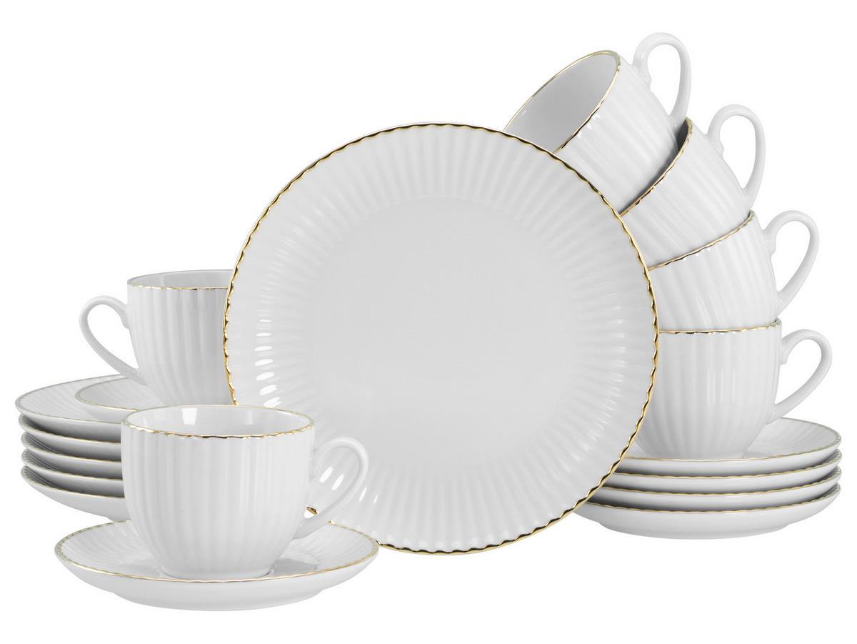 Kaffeeservice Allegra Goldfarben/Weiß 18--Teilig - Goldfarben/Weiß, Basics, Keramik - Creatable