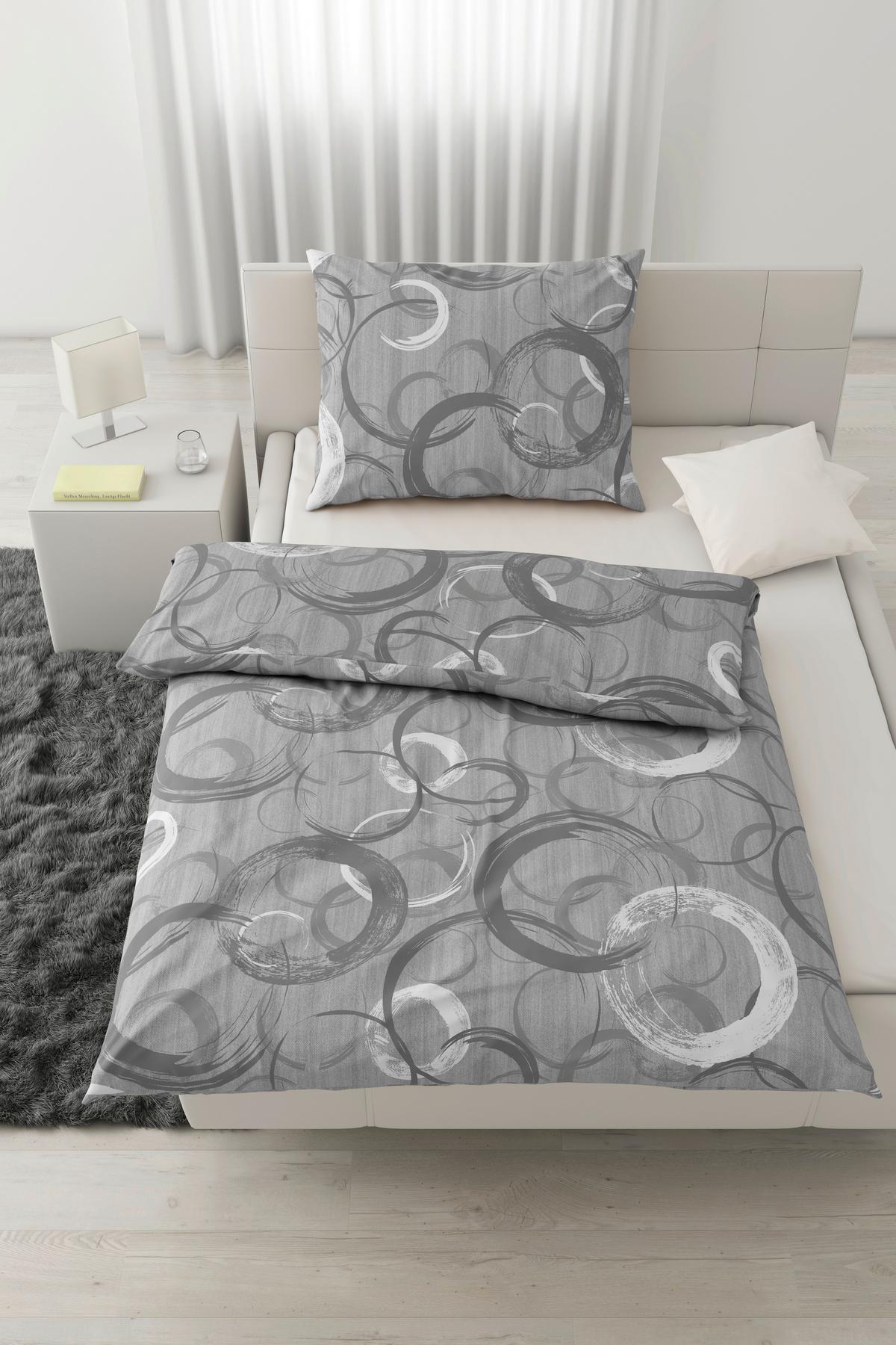 POVLEČENÍ NEW CIRCLES - šedá, textil (140/200cm) - Modern Living