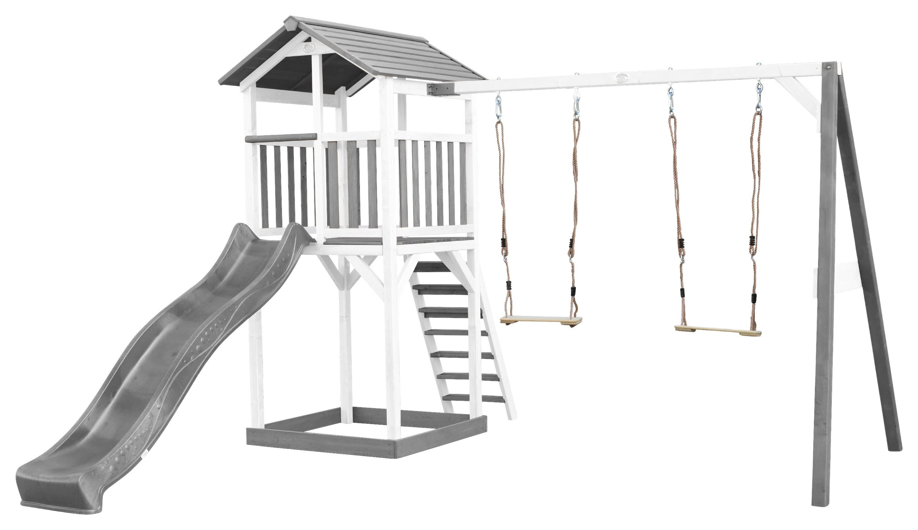 Spielturm A025.122.82 - Weiß/Grau, KONVENTIONELL, Holz/Kunststoff (356,6/241,9/349cm) - Ambia Garden