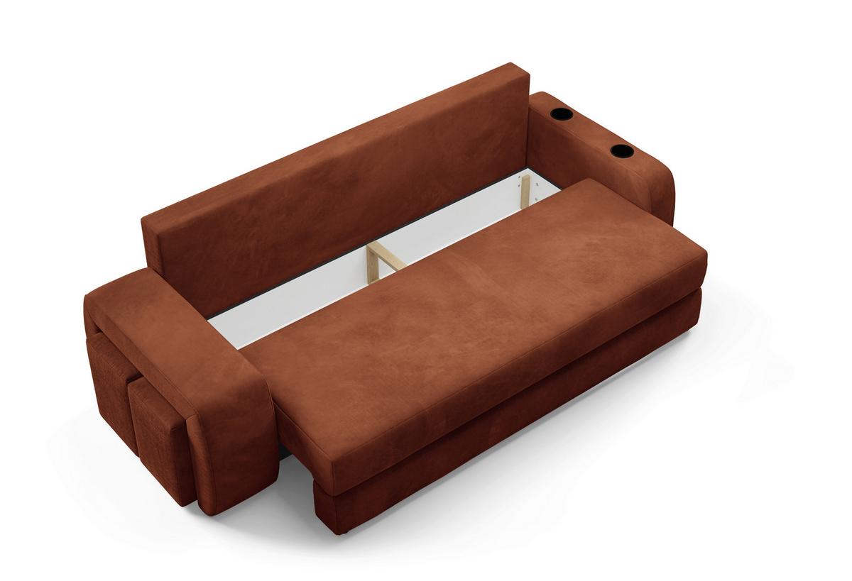 Schlafsofa Ines Rostfarben B: 258cm - Rostfarben/Schwarz, Design, Textil (258/98/95cm) - Livetastic