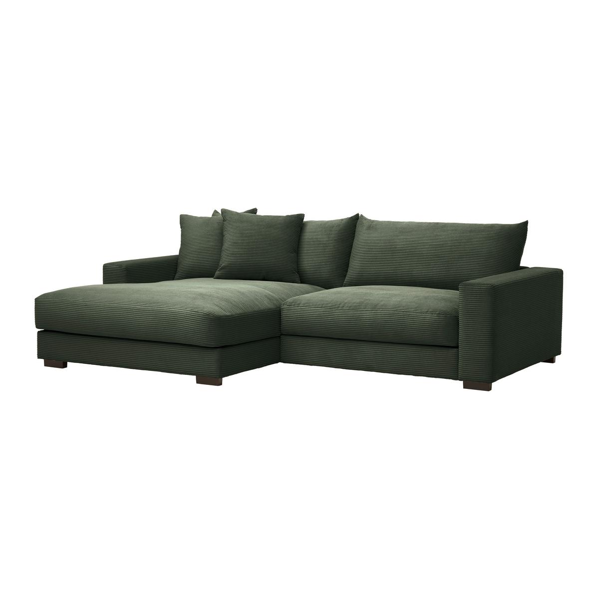 Rohová sedačka PEDRO, levá, tmavě zelený manšestr - tmavě zelená, Moderní, textil (180/265cm) - Mömax