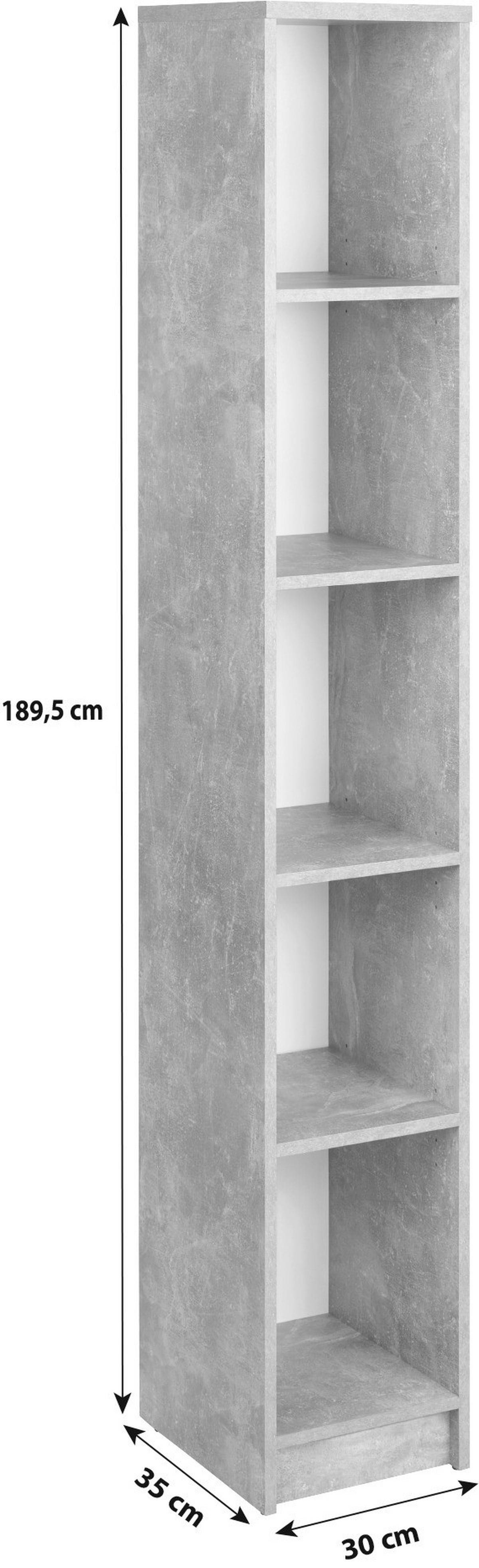 REGÁL 4-YOU NEW YUR06 - šedá/bílá, Moderní, kompozitní dřevo/plast (30/189,5/34,6cm)