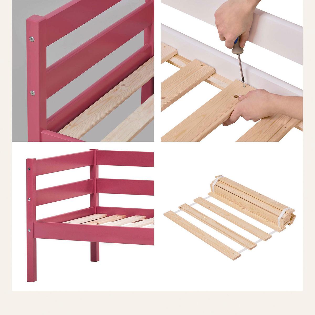 Kinder-/jugendbett Comfort Pink, Lf: 70x160 Cm - Pink, MODERN, Holz (70/160cm) - MID.YOU