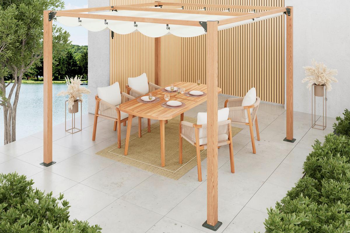 ZAHRADNÍ ALTÁN JOSI - černá/přírodní barvy, Moderní, kov/textil (300/230/300cm)