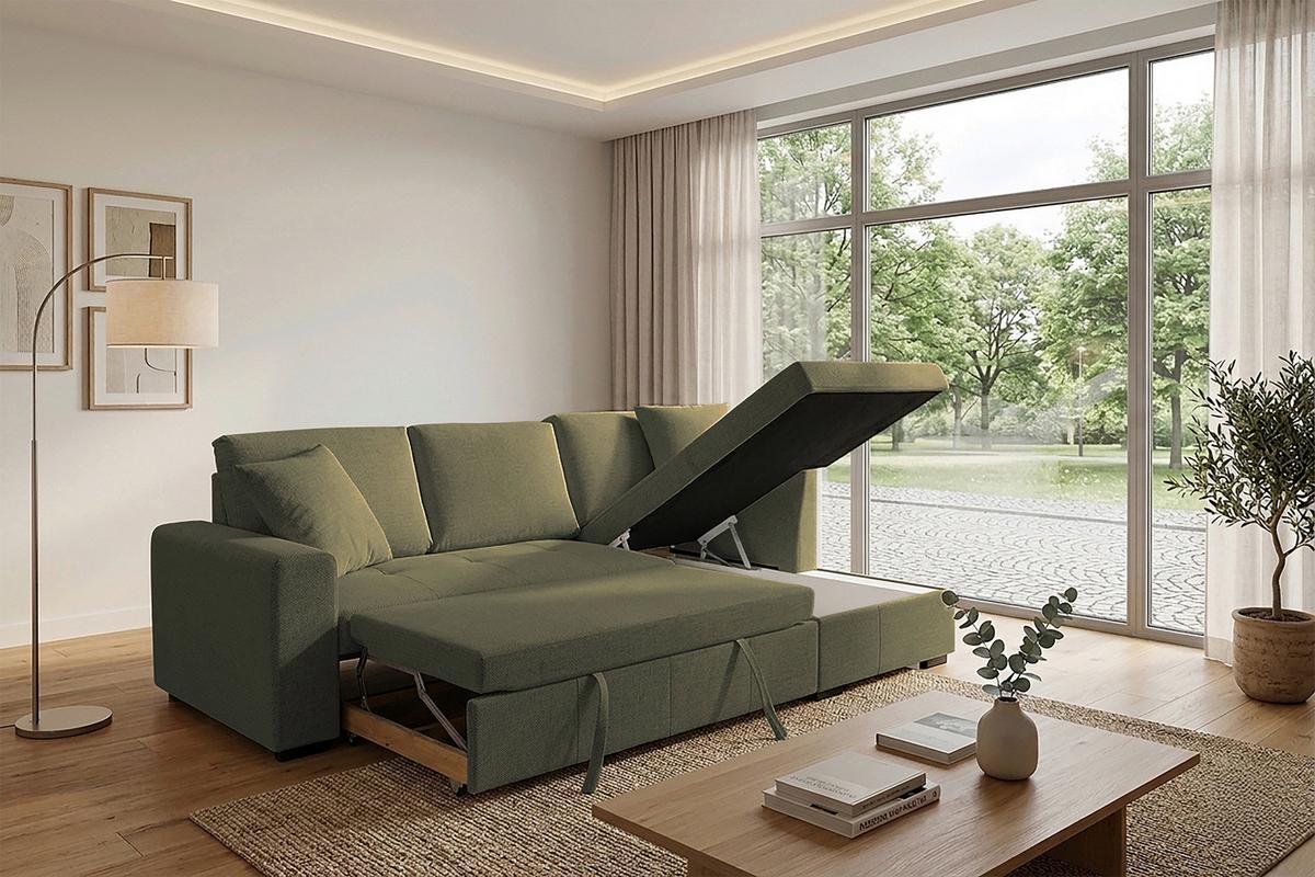 Ecksofa Lukas Olivgrün S: 239x158 Cm - Olivgrün, Trend, Textil (239/158cm)