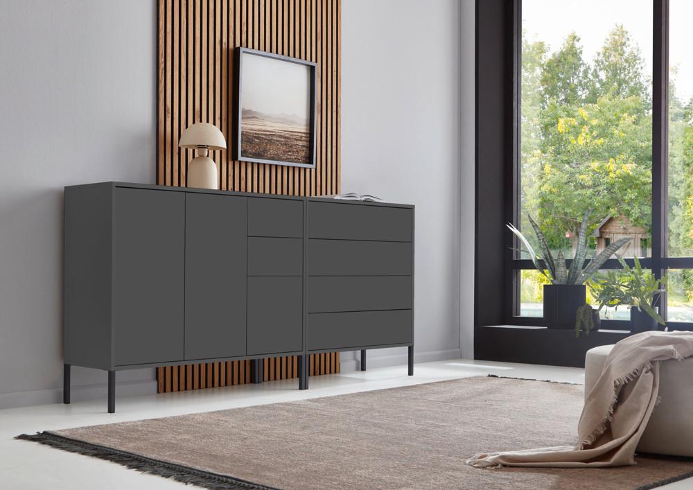 Sideboard Mailand 9 B: 184,5cm Anthrazit - Anthrazit, MODERN, Holzwerkstoff (184,5/86/33cm) - MID.YOU