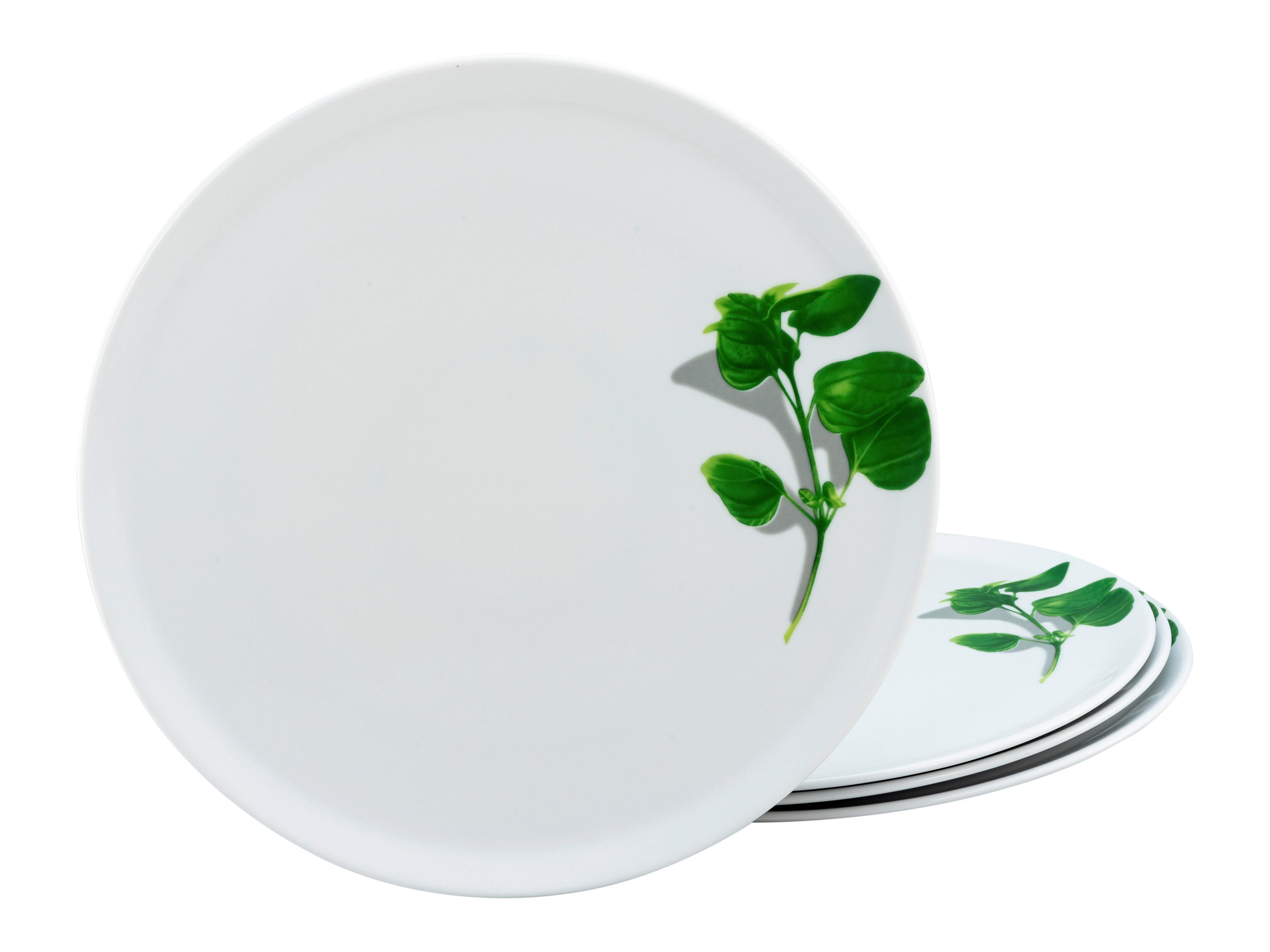 Pizzatellerset Keramik 4-teilig Weiß ca. 33 cm - Grün, KONVENTIONELL, Keramik (33cm) - Creatable