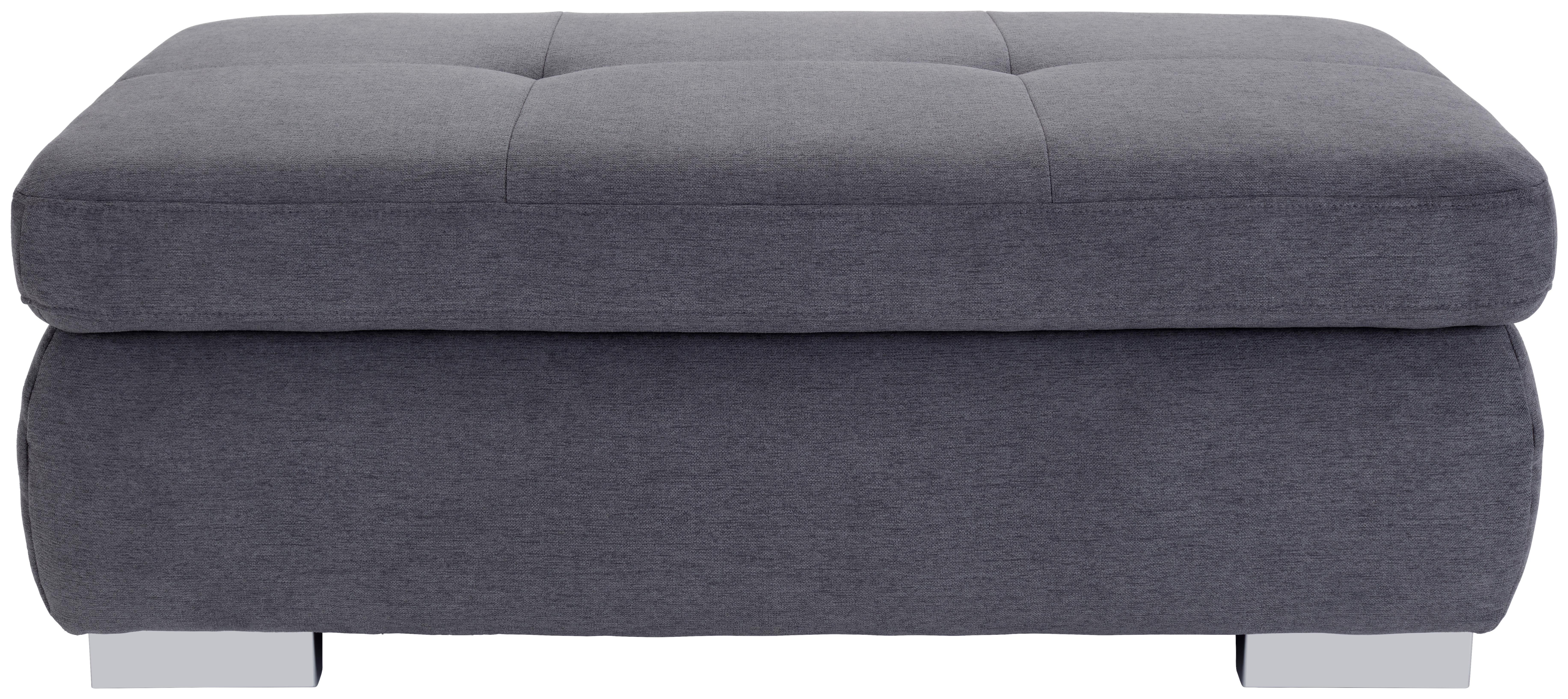 Hocker Mit Stauraum Webstoff Grau H: 64 Cm - Chromfarben/Grau, MODERN, Textil (129/47/64cm) - Luca Bessoni