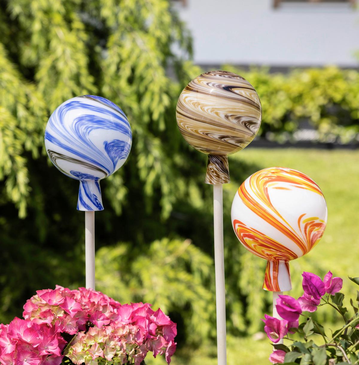 Rosenkugel Handbemalt Multicolor/Braun - Multicolor/Braun, Basics, Glas (15cm)