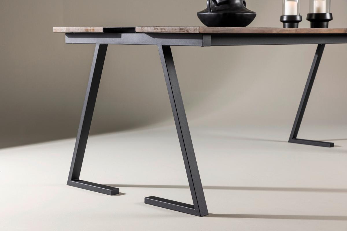 Esstisch Jakarta - Schwarz/Teakfarben, Design, Holz/Metall (200/90/75cm) - Livetastic