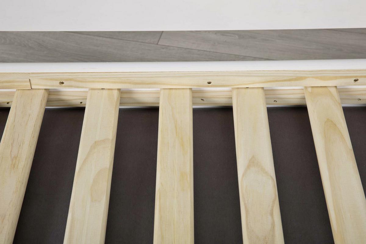 Ausziehbett mit Lattenrost Massiv 90x200 cm Lotar Weiß - Weiß/Naturfarben, KONVENTIONELL, Holz (90/200cm) - MID.YOU