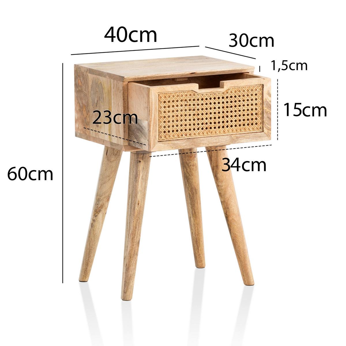 Nachtkästchen Naturfarben, B: 40 Cm - Naturfarben/Braun, LIFESTYLE, Holz (40/60/30cm) - MID.YOU