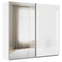 Tolóajtós Szekrény Feldkirch 225/210 Cm - ezüstszínű/magasfényű fehér, Modern, faalapú anyag/Üveg (225/210/62cm)