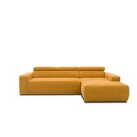 Ecksofa + Kopfteilverstellung Brandon Orange Mikrofaser - Schwarz/Orange, Design, Textil (285/175cm) - MID.YOU