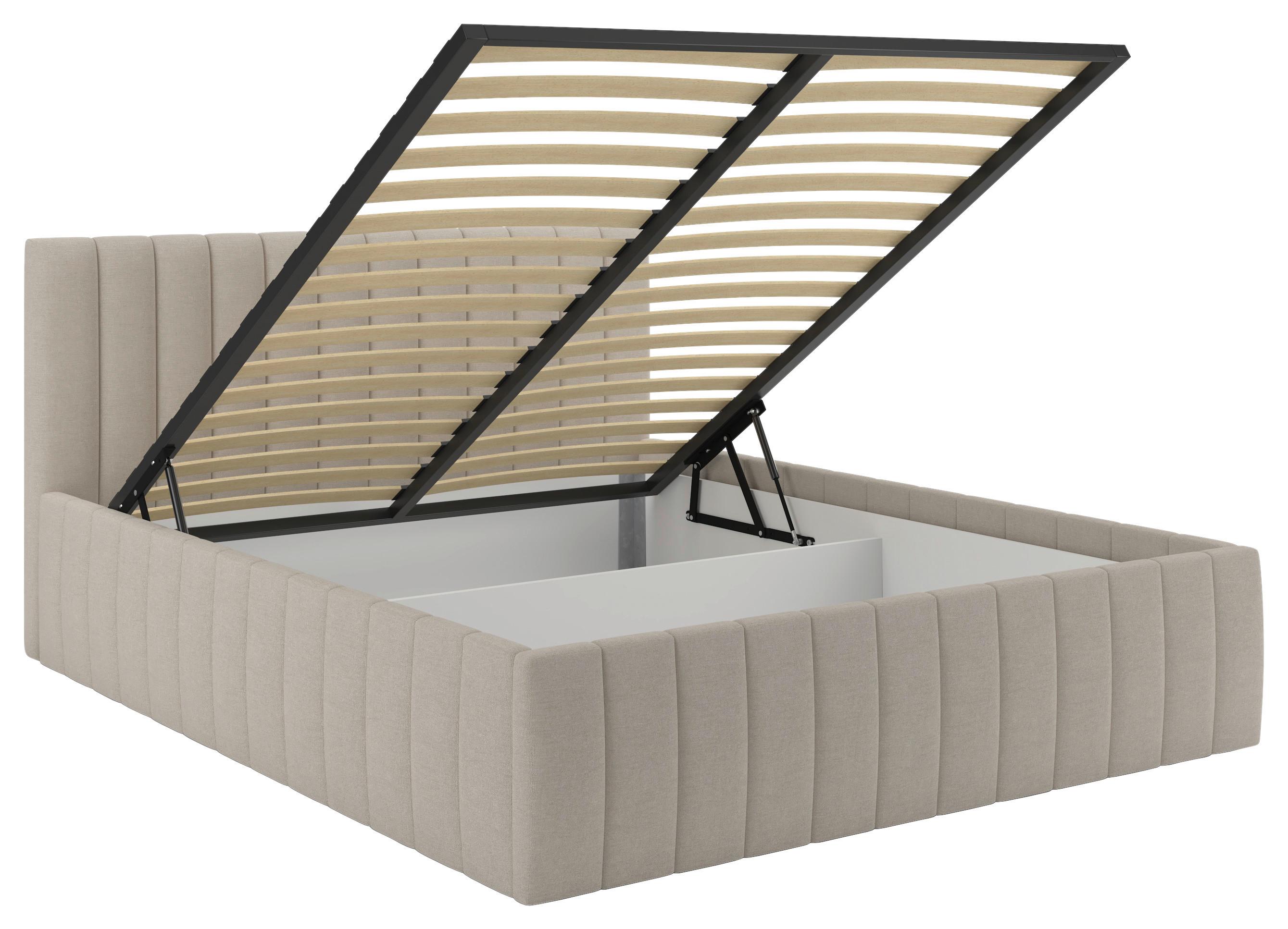 Čalouněná postel ORINOCO PL: 160/200 cm, béžová - černá/béžová, Moderní, kov/dřevo (160/200cm) - Based