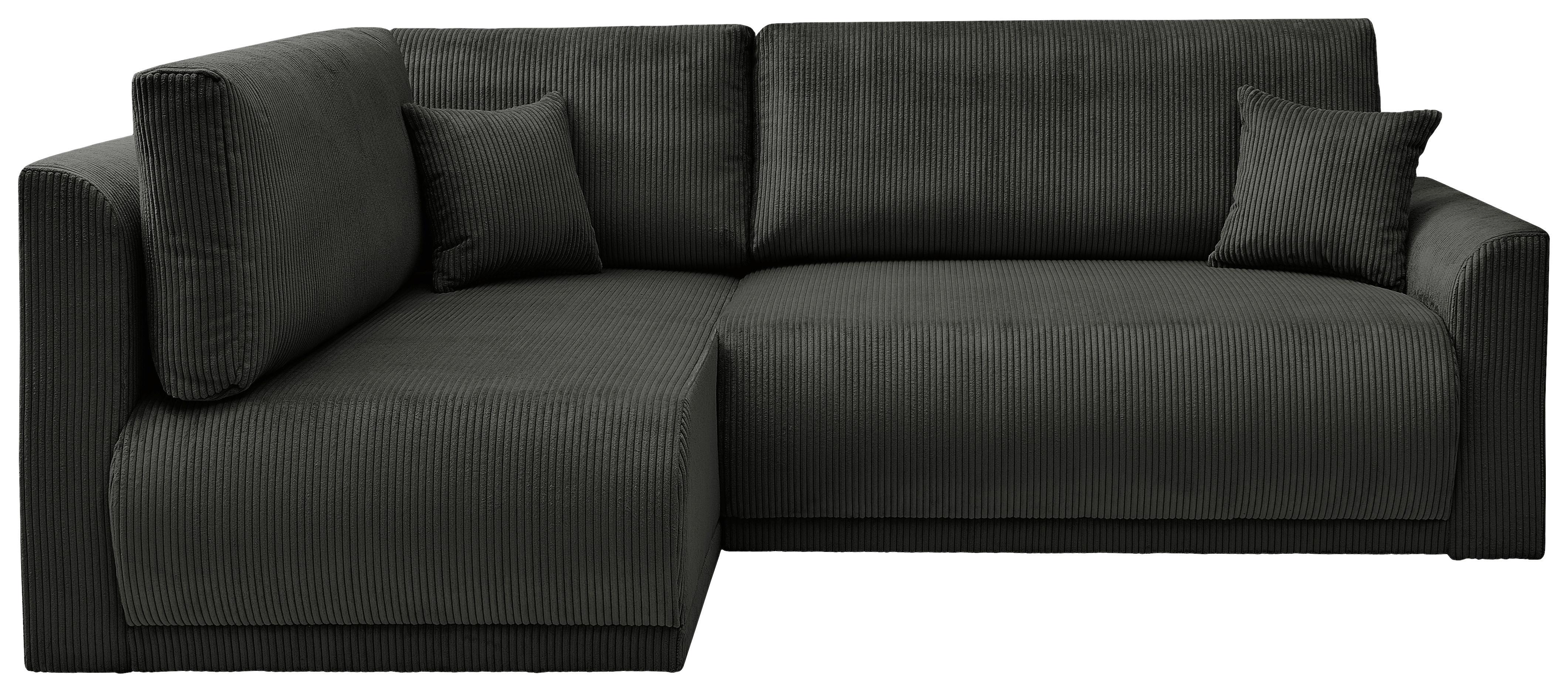 Rohová sedačka KIM L160, oboustr.,černý manšestr - černá, Moderní, dřevo/textil (233/160cm)