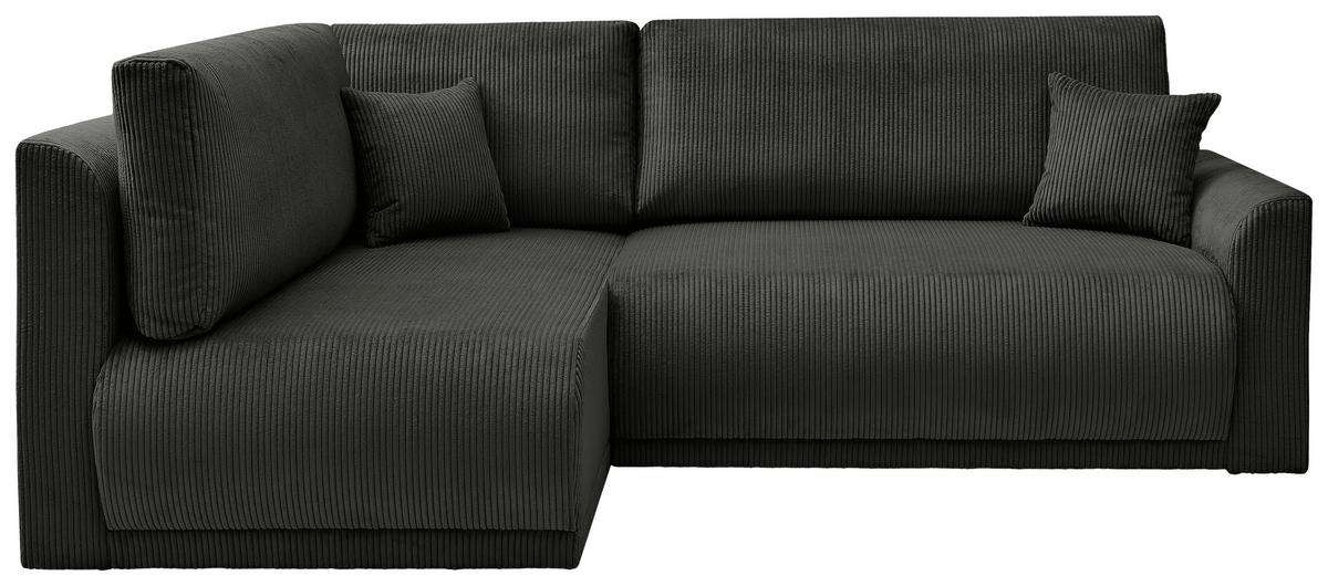 Rohová sedačka KIM L160, oboustr.,černý manšestr - černá, Moderní, dřevo/textil (233/160cm)