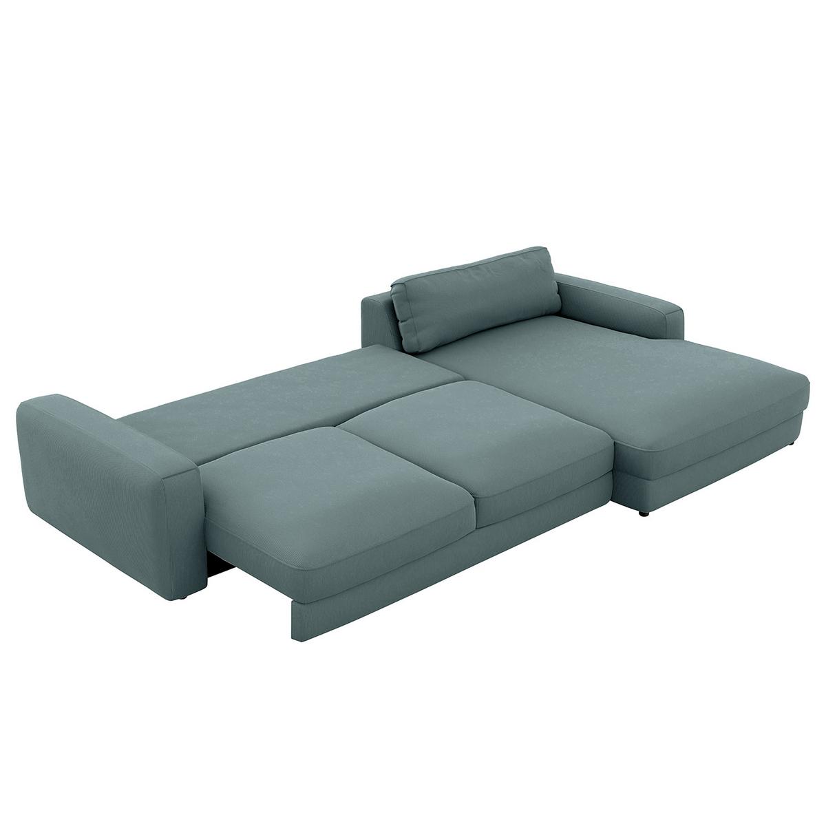 Ecksofa Bourbon Blaugrau S: 303x176 cm - Blaugrau/Schwarz, MODERN, Textil (303/176cm) - Trendmanufaktur