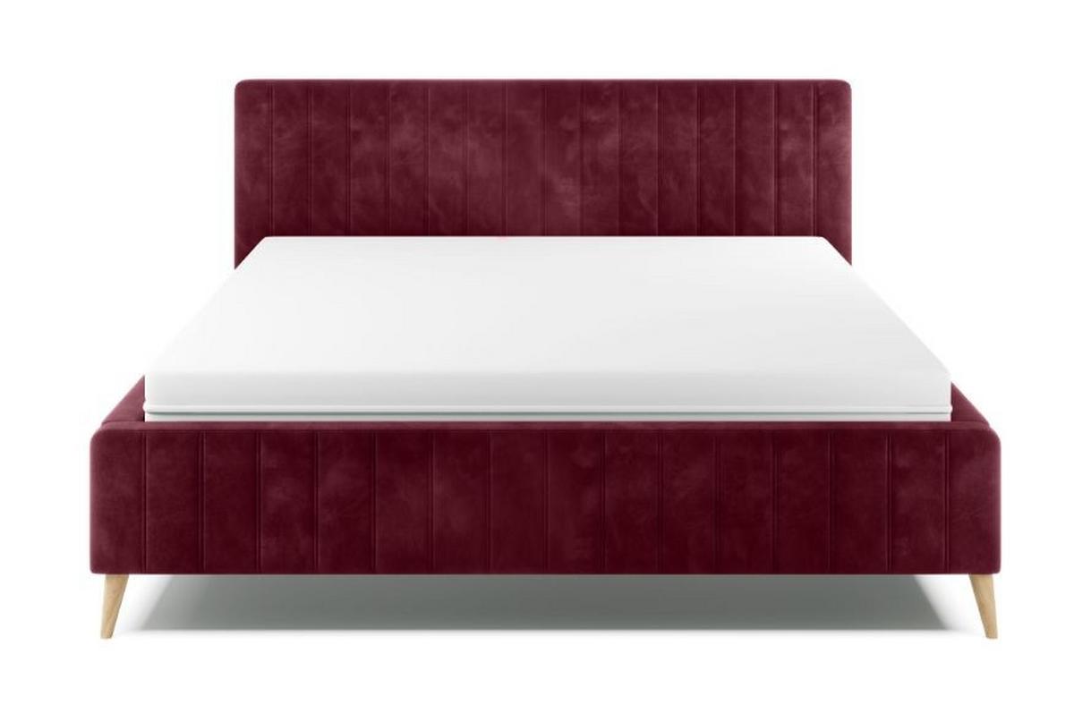 Posteľ s roštom Tamina, 160x200, bordová - prírodná farba/bordová, Design, drevo/textil (160/200cm)