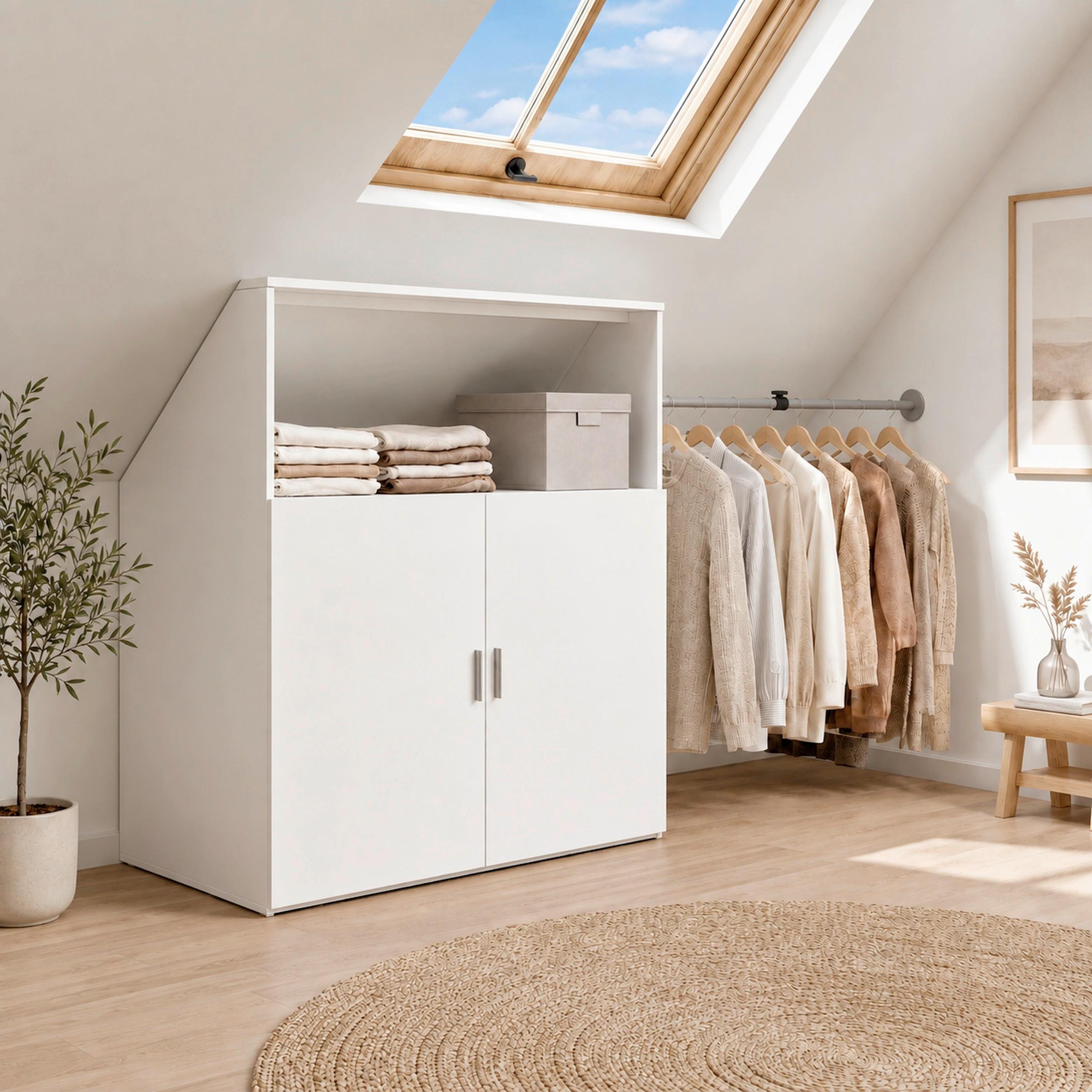 Nyitott Gardróbszekrény Dacho "m" - fehér, Modern, faalapú anyag (90/100/52cm) - Livetastic