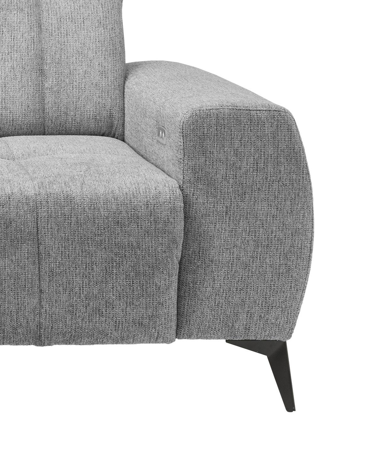 Ecksofa Mit Usb Anschluss Sano, Silberfarben, S: 200x261 Cm - Silberfarben/Schwarz, MODERN, Textil (200/261cm) - Livetastic