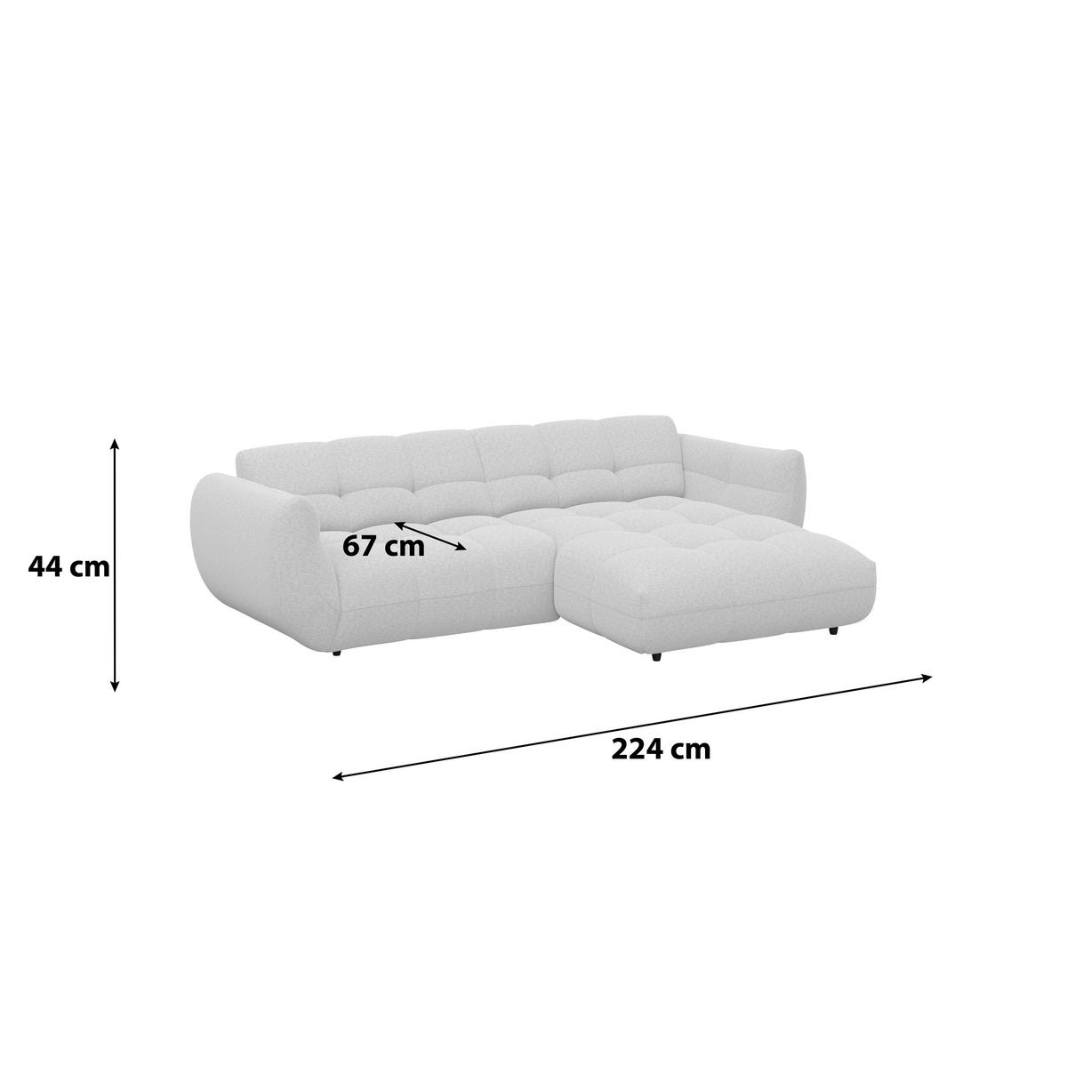 Rohová sedačka PANDA, pravá, slonovinová ženilka - čierna/slonovinová, Trend, textil/plast (280/178cm)