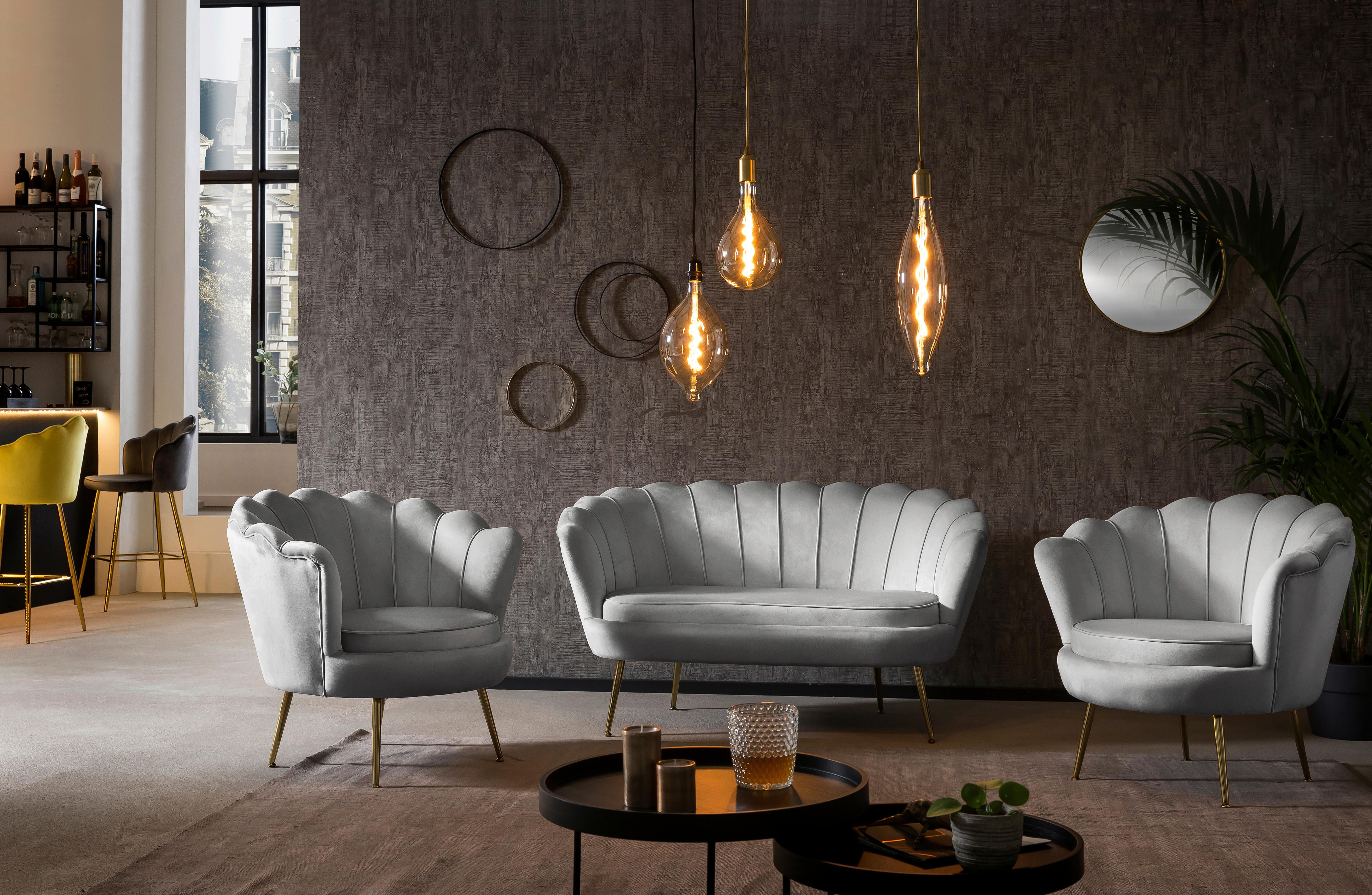 2-sitzer-sofa Hellgrau B: 136 Cm - Goldfarben/Hellgrau, MODERN, Textil (136/78/77cm) - Livetastic