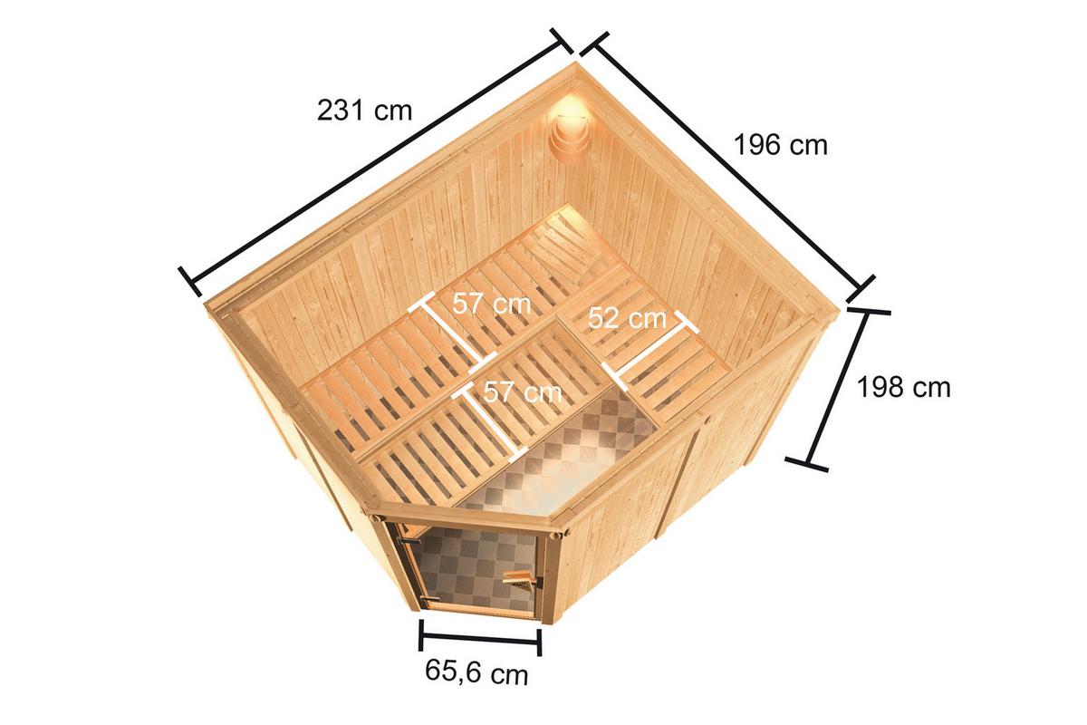 Sauna Bron Eck 231/198/202 Cm - Fichtefarben, Basics, Holz (231/198/202cm)