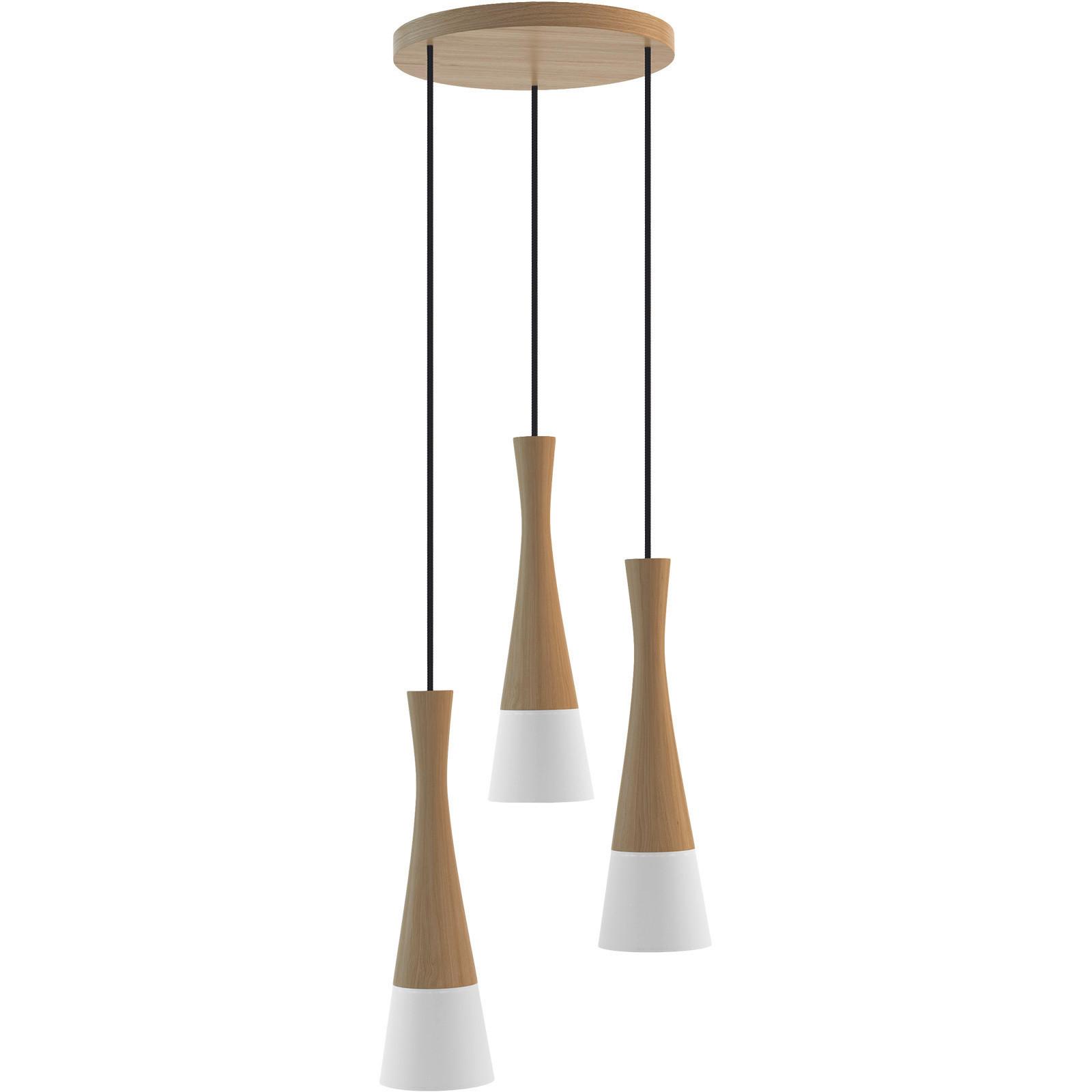 Hängeleuchte 8511545 Vegas2,3-Fl,eiche,cell - Eichefarben/Weiß, Natur, Holz/Textil (30/150cm)