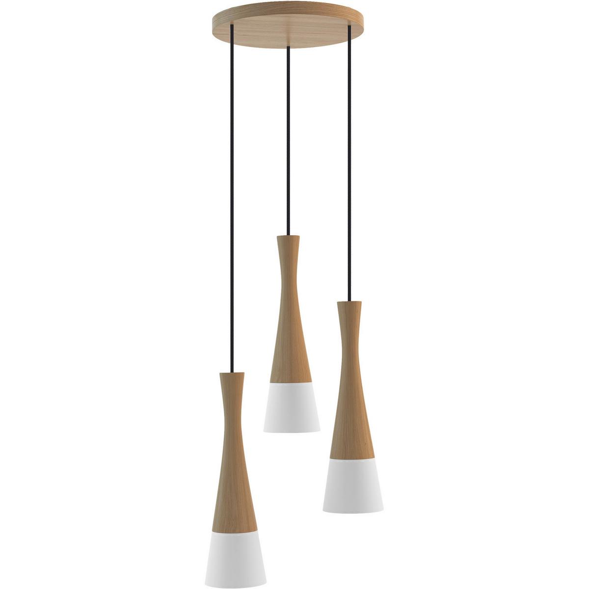 Hängeleuchte 8511545 Vegas2,3-Fl,eiche,cell - Eichefarben/Weiß, Natur, Holz/Textil (30/150cm)