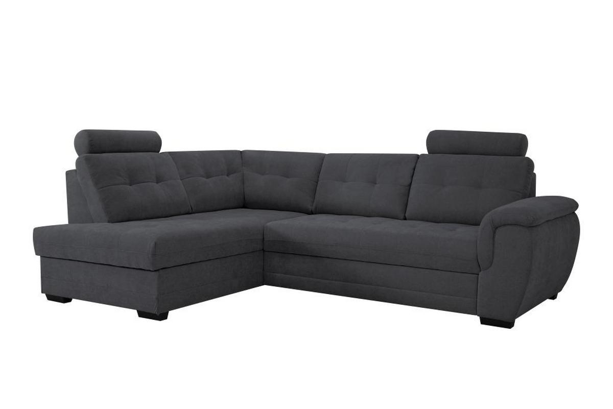 Rohová sedačka FALCO, ľavá, antracit.ženilka,2x op.hlavy - čierna/antracitová, Konventionell, drevo/kompozitné drevo (183/251cm) - Ondega