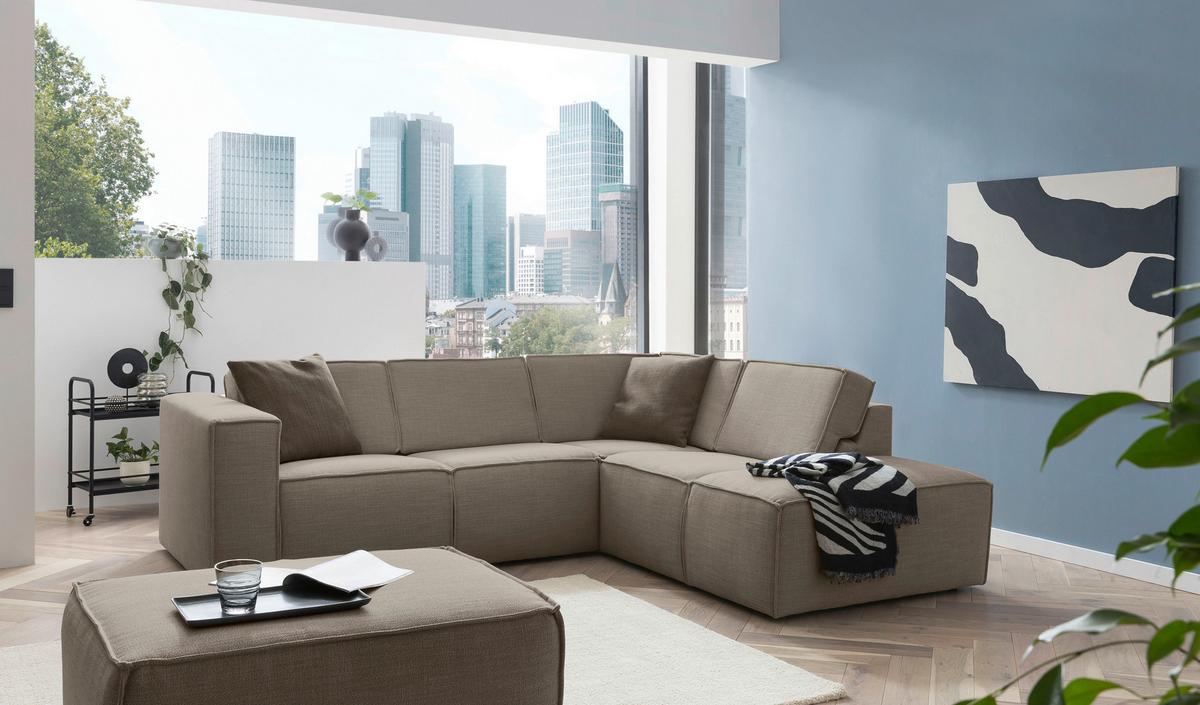 Ecksofa Dice Taupe/grau 275x220 Cm - Taupe/Schwarz, MODERN, Textil (275/220cm) - Trendmanufaktur
