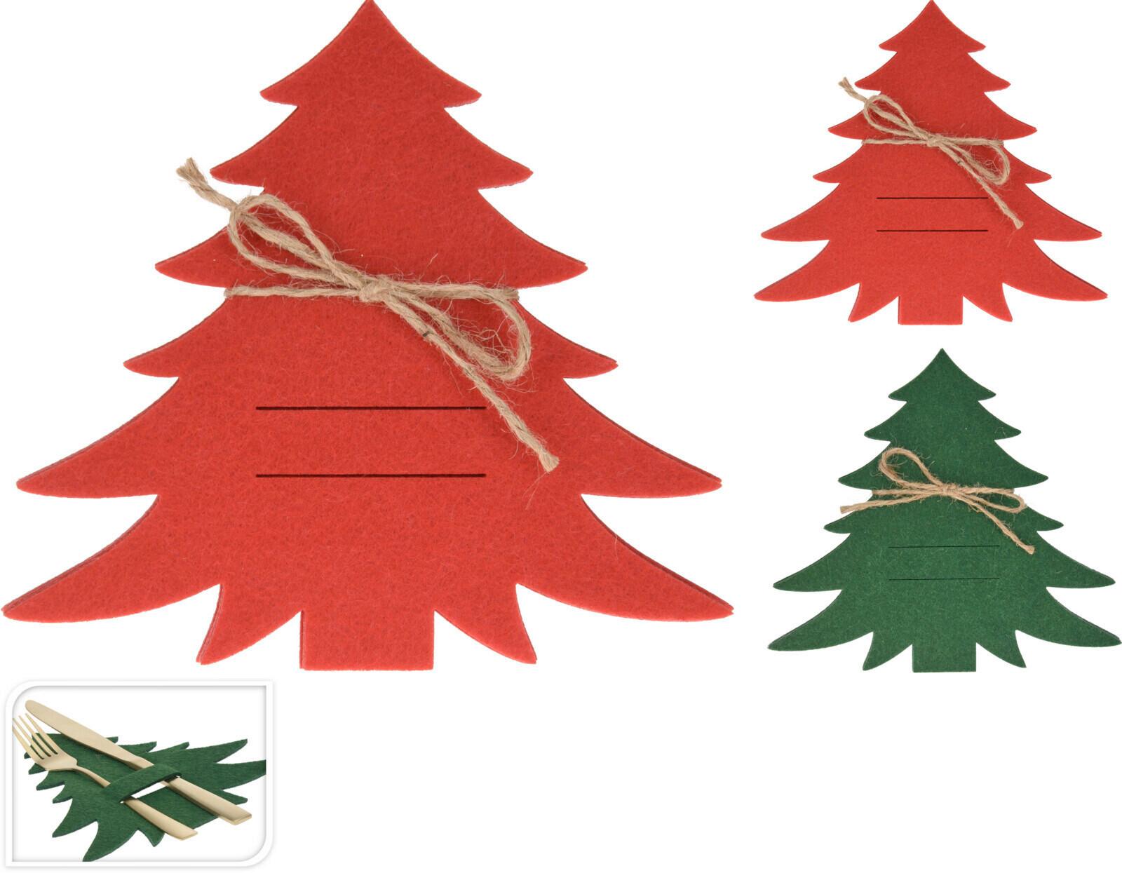 Tannenbaumform aus Filz DH8056210 - Dunkelgrün/Rot, Basics, Textil (19.5/18.0/1.5cm)