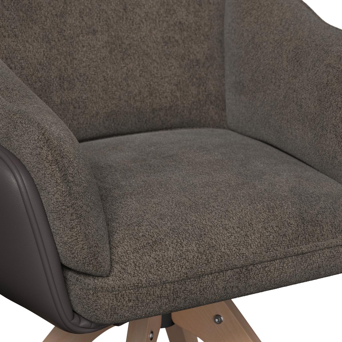 Židle s područkami Alja, hnědá - barvy buku/hnědá, Moderní, kov/dřevo (66/89/62cm) - Bessagi Home