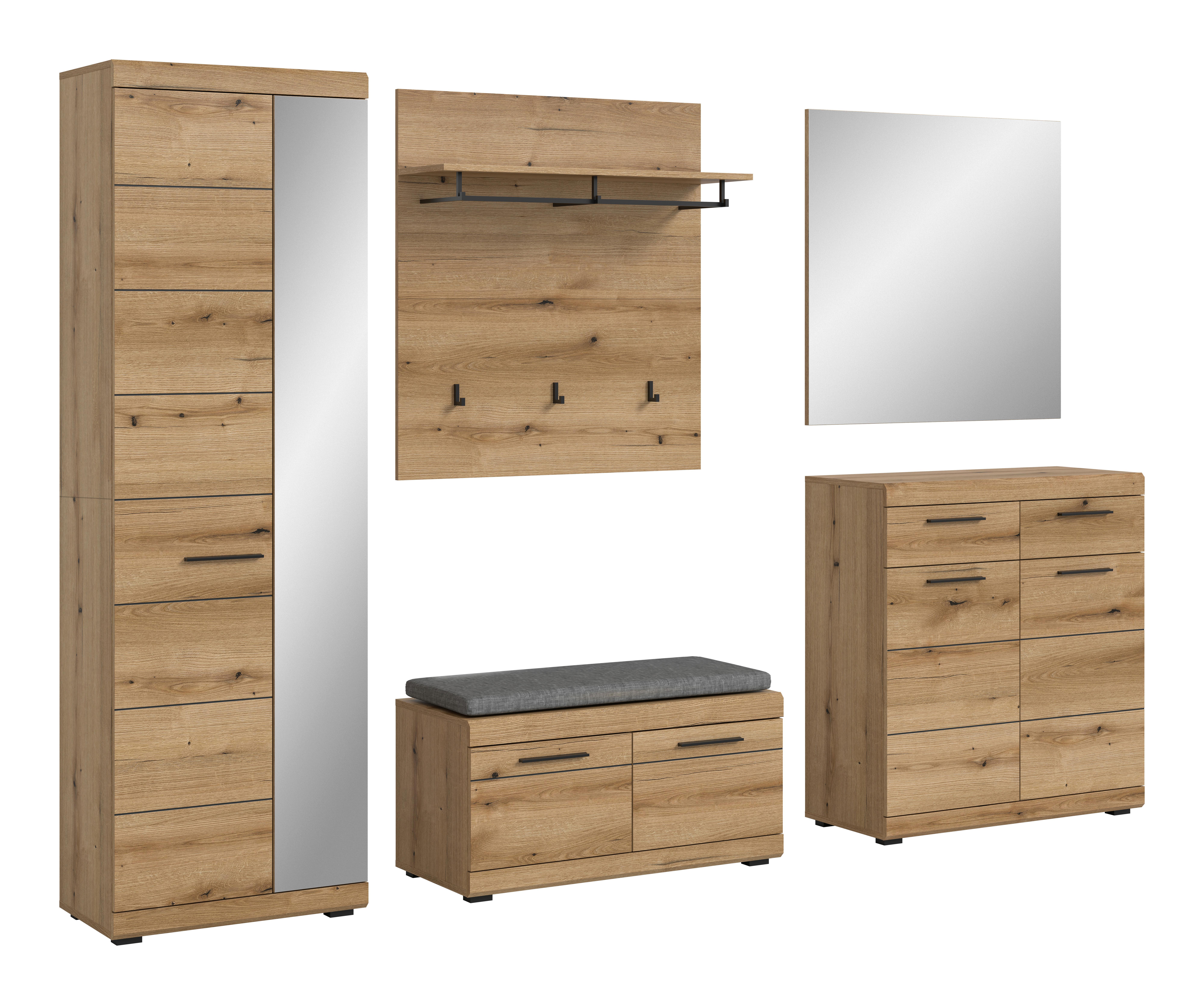 Garderobe Scout 5-teilig Eiche Dunkel B: 272 Cm - Eiche dunkel, Design, Holzwerkstoff (272/197/40cm) - Livetastic