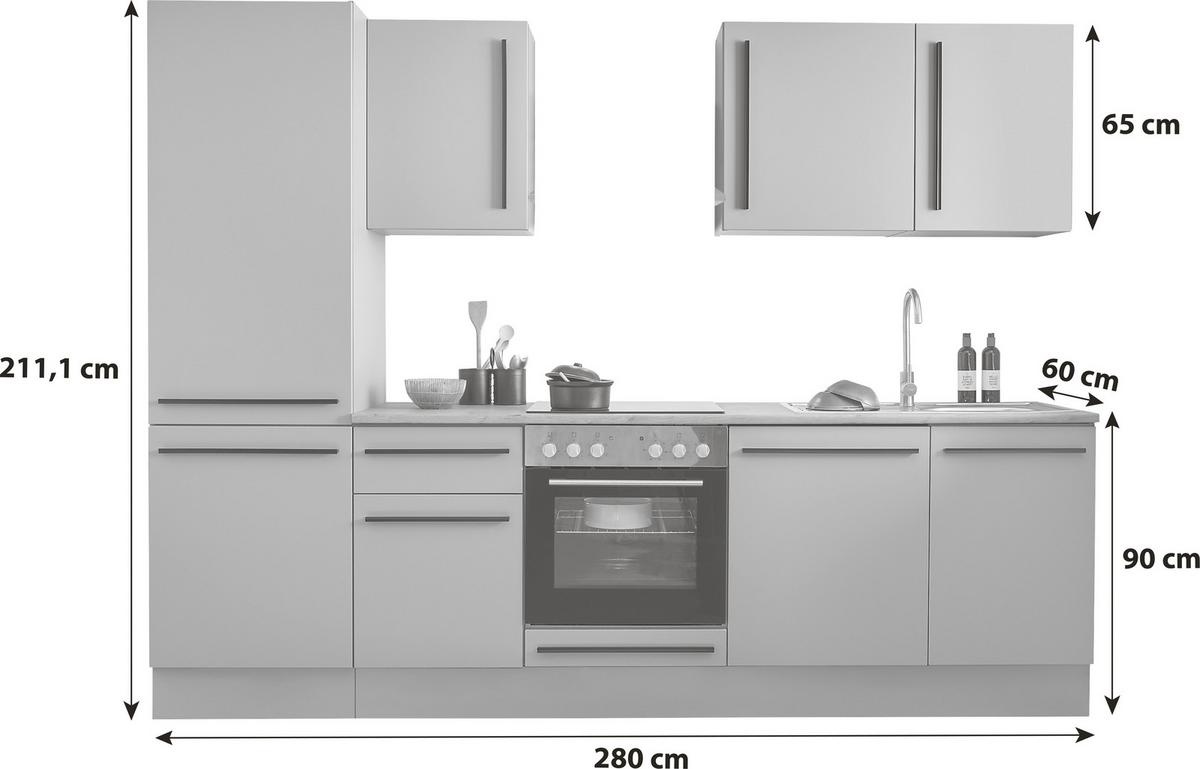 Küchenblock Denver Grau/eiche Dekor B: 280 Cm - Eichefarben/Grau, Design, Holzwerkstoff (280cm) - P & B