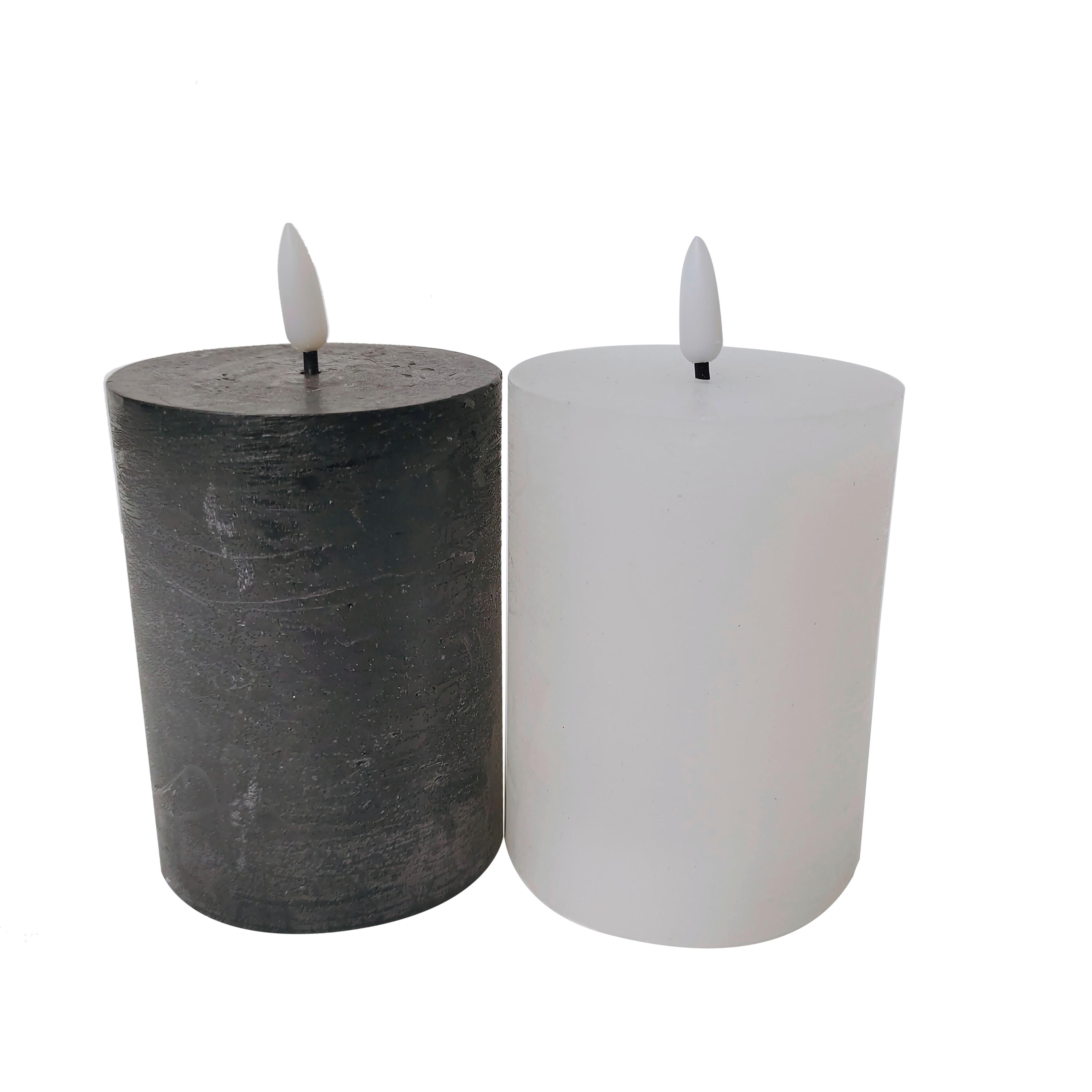 Svíčka S Led Mandy, V: 20cm - bílá, plast/přírodní materiály (7,5/10cm) - Premium Living