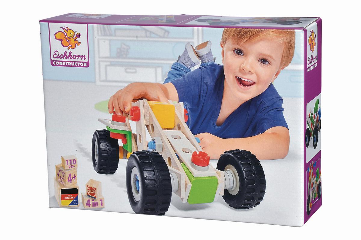 Bausteine Quad 100-Teilig ab 4 Jahren - Multicolor, Basics, Holz/Kunststoff (8/28/20cm)