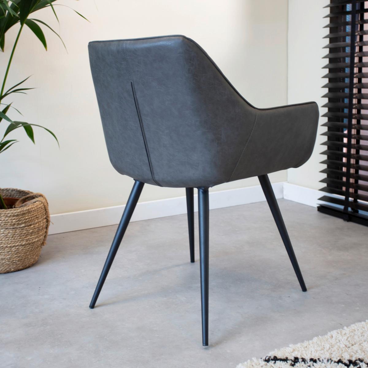 Stuhl-Set Cose - Anthrazit/Schwarz, KONVENTIONELL, Textil/Metall (62/83/60cm) - MID.YOU