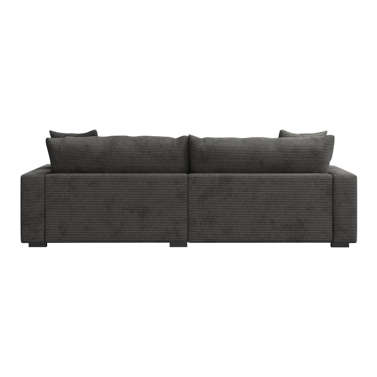 Rohová sedačka PELLE, pravá, šedý manšestr - šedá/černá, Moderní, textil (265/180cm)