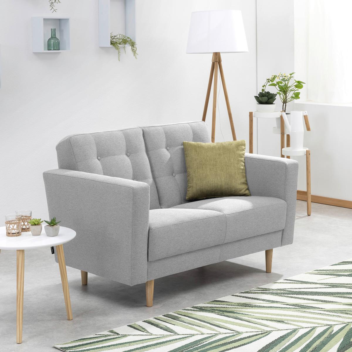 2-Sitzer-Sofa + Schlaffunktion Jasmin mit Armlehnen Hellgrau - Eschefarben/Hellgrau, MODERN, Textil (128/81/83cm) - Max Winzer