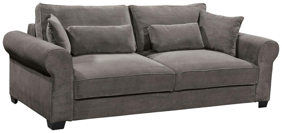 3-sitzer-sofa Mit Schlaf- Funktion Angelina Mokka Cord - Schwarz/Mokka, Basics, Textil (250/95/125cm) - MID.YOU