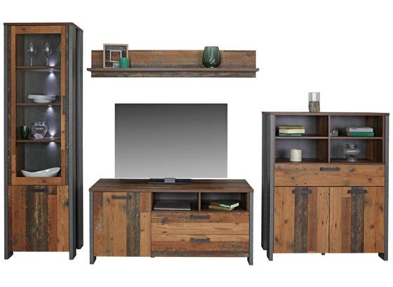 Wohnkombination Clif 1 B:311cm Old Wood Vintage/ Beton Dekor - Dunkelgrau, MODERN, Glas/Holzwerkstoff (311/205/52cm) Wohnkombination Clif 1 B:311cm Old Wood Vintage/ Beton Dekor - Dunkelgrau, MODERN, Glas/Holzwerkstoff (311/205/52cm)