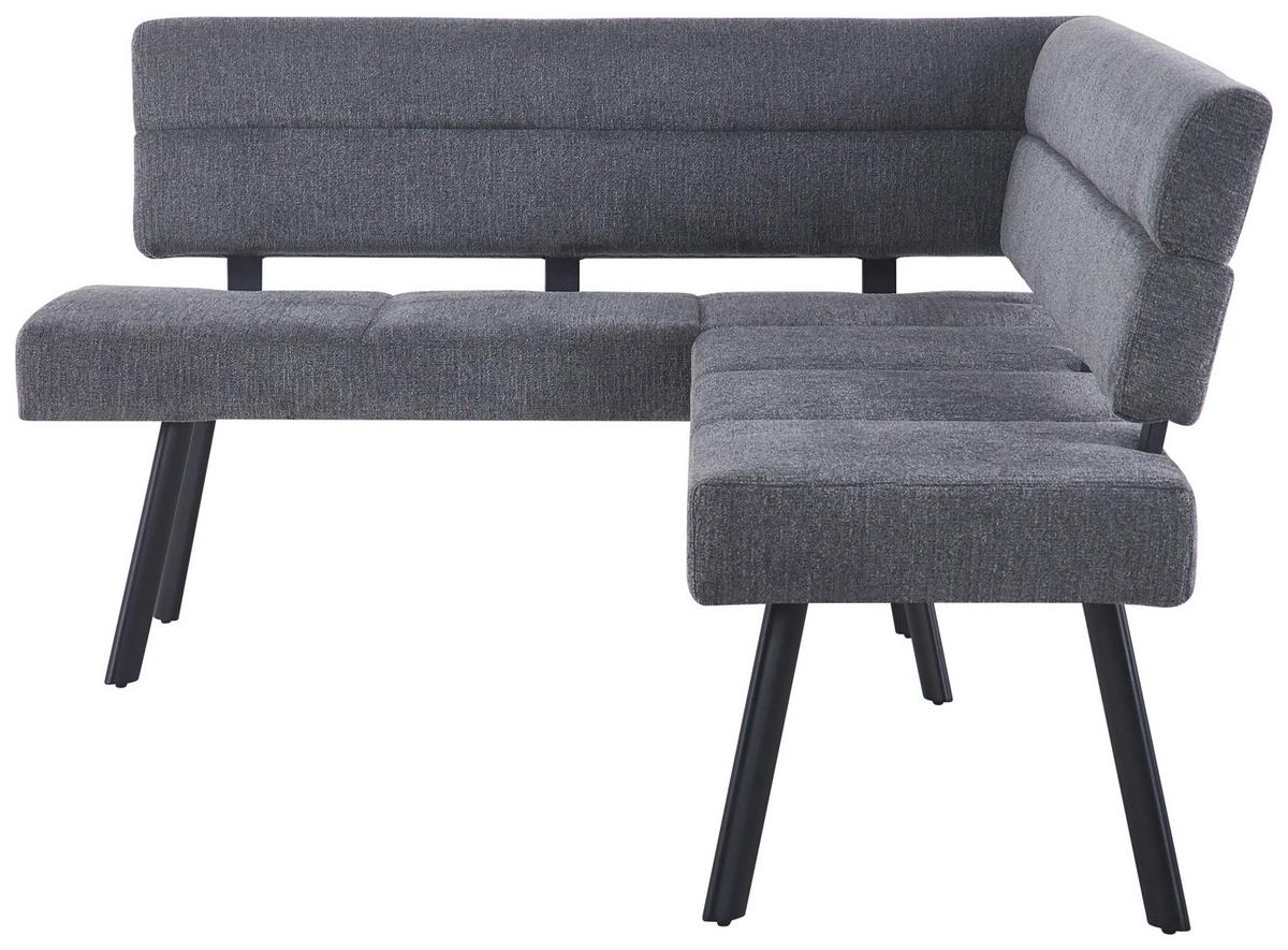 Eckbank Paros Anthrazit, S: 150x190 cm - Anthrazit/Schwarz, KONVENTIONELL, Textil/Metall (150/190cm) - MID.YOU