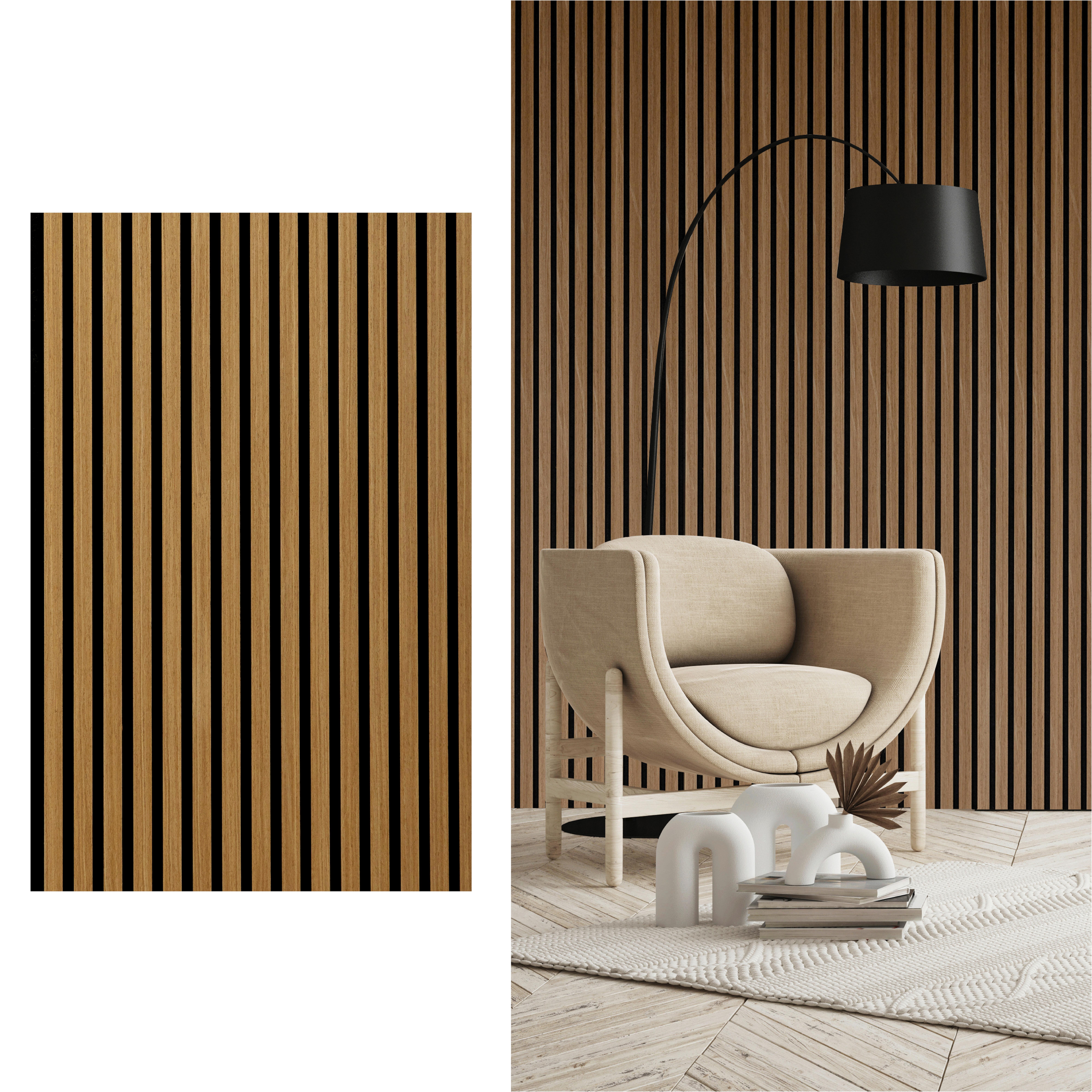 Akustikpaneel Elements Eiche Geölt - Eichefarben, Basics, Holz/Holzwerkstoff (56/120/1.8cm) - Novel