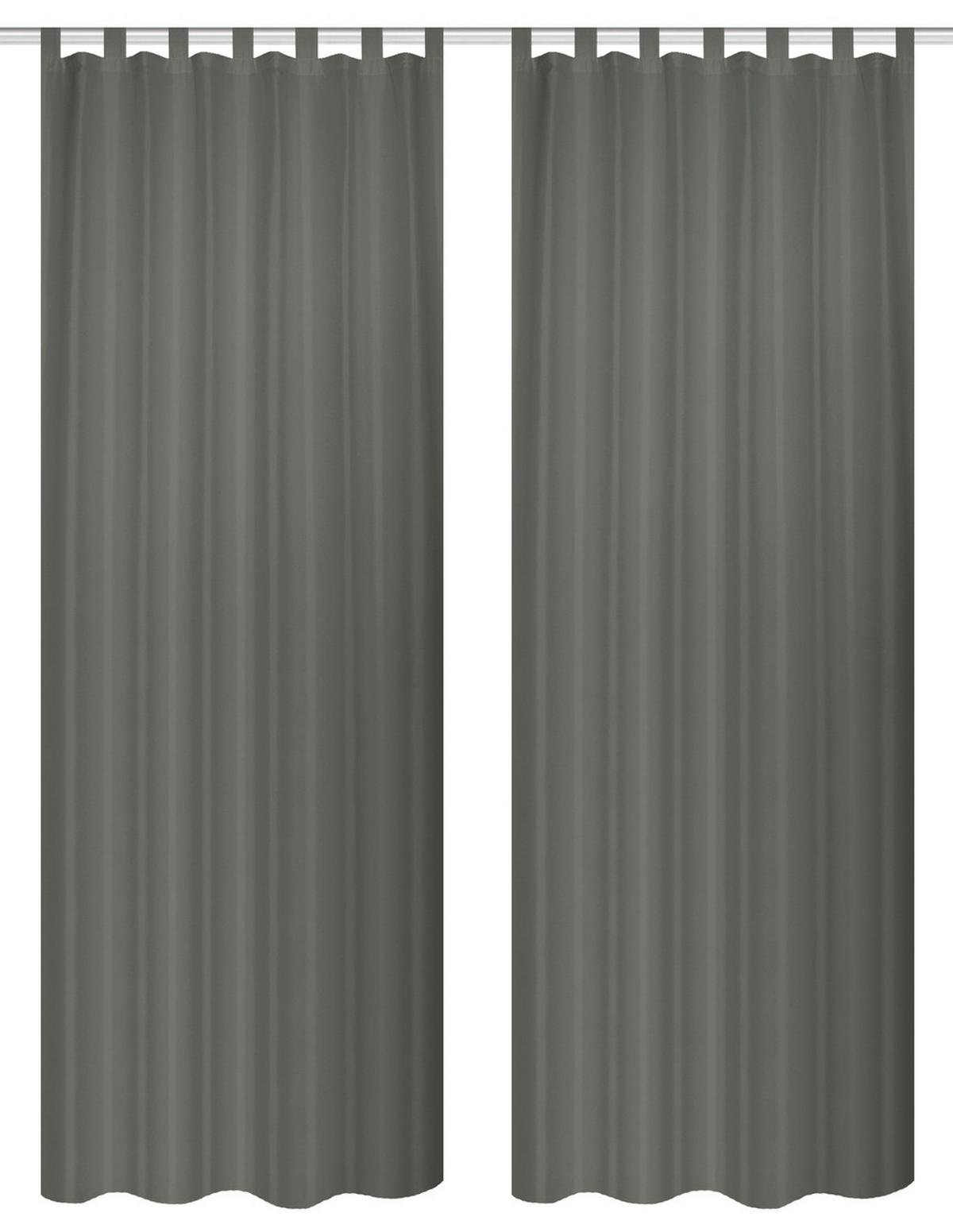 Schlaufenvorhang Fersken 2er Set - Anthrazit, Basics, Textil (130cm)